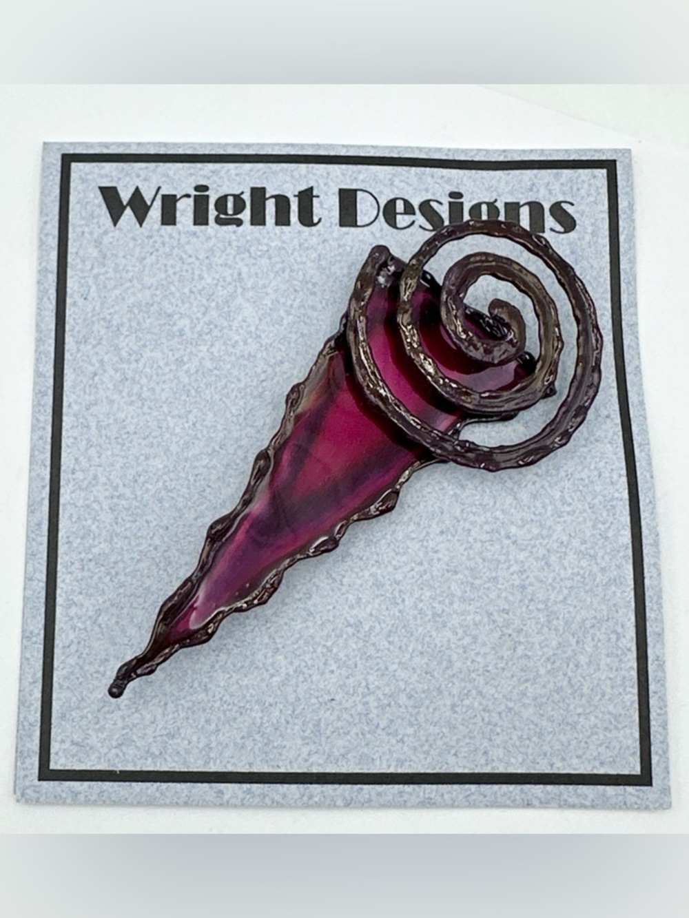 🌼 Hand Crafted Abstract Metal Art Artesian Pin Brooch - Picture 2 of 4